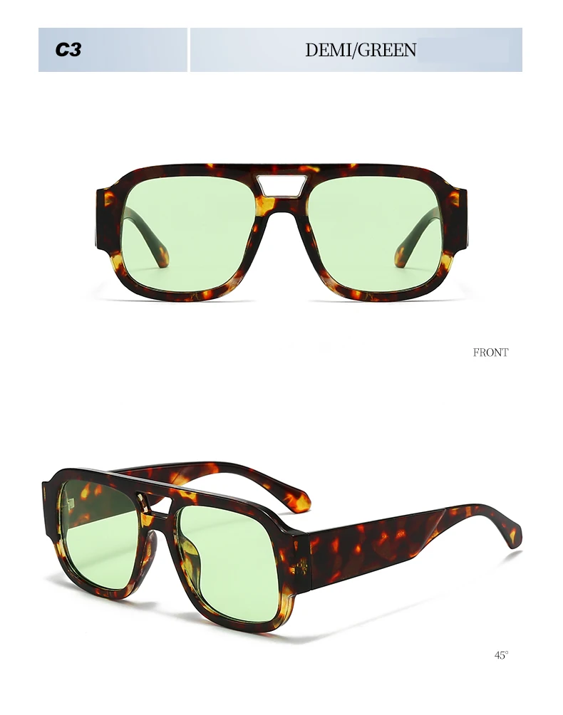 Protective Glasses 1/4 Sets Large Frame Double Bridges Square Sun Glasses Women Candy Color Men Eyeglasses Outdoor Sports Shades
