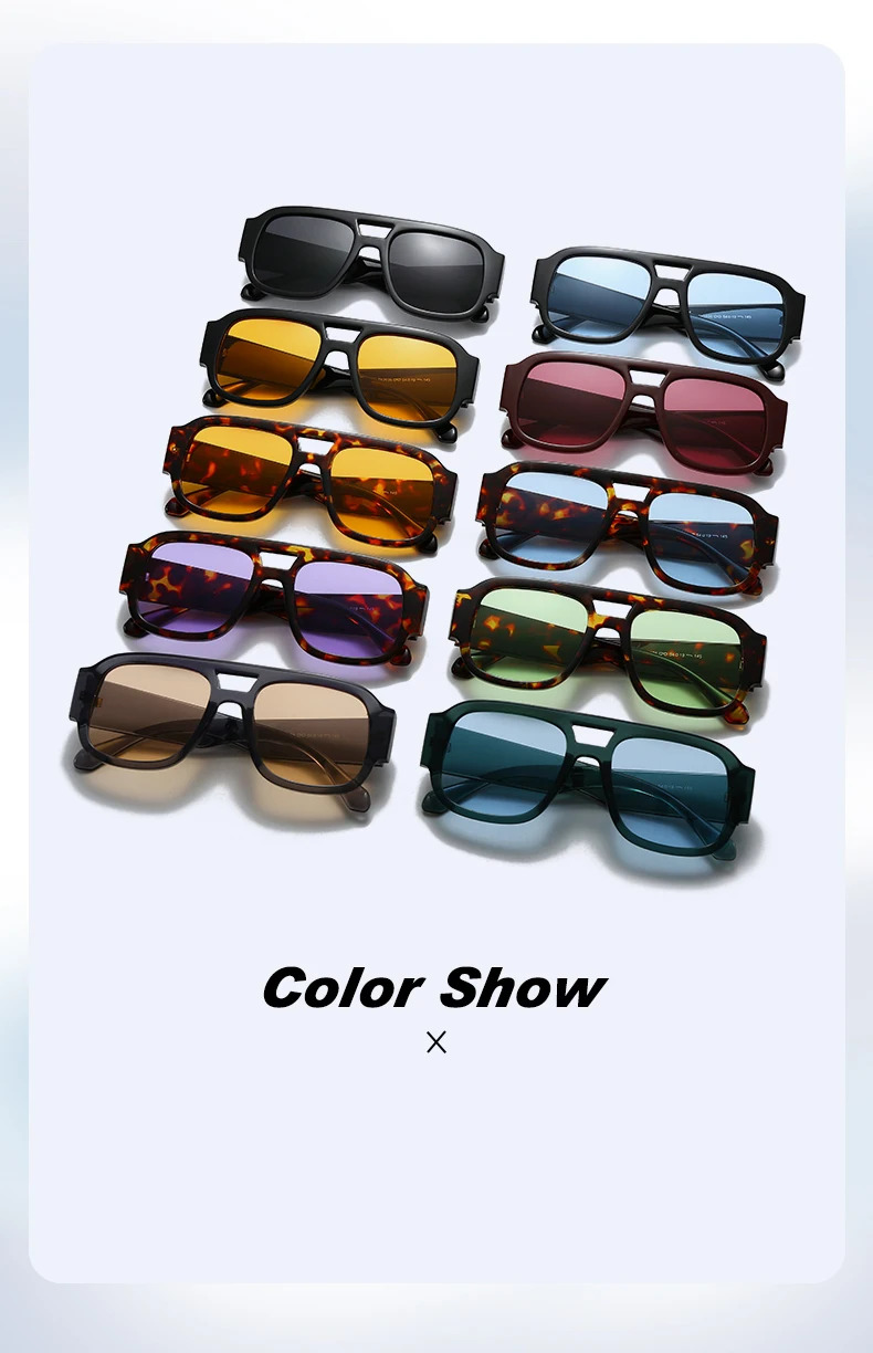 Protective Glasses 1/4 Sets Large Frame Double Bridges Square Sun Glasses Women Candy Color Men Eyeglasses Outdoor Sports Shades