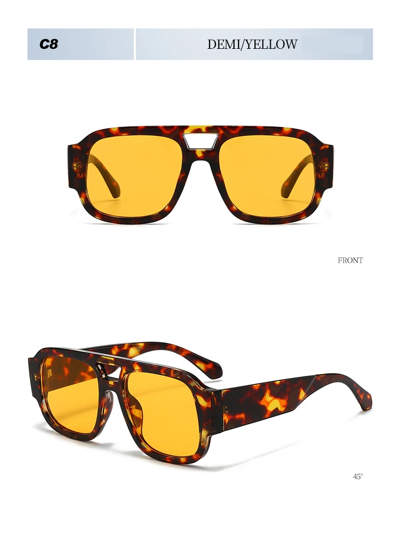 Protective Glasses 1/4 Sets Large Frame Double Bridges Square Sun Glasses Women Candy Color Men Eyeglasses Outdoor Sports Shades