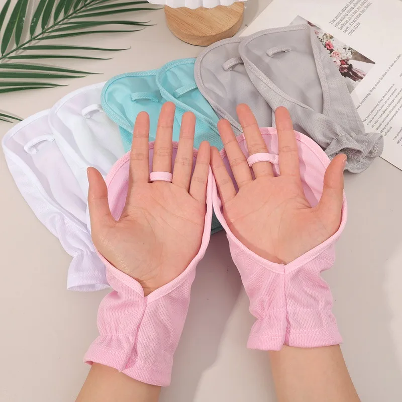 Summer Anti-sunburn Gloves Ice Outdoor Breathable Thin UV Protection Sunscreen Lady Cover Finger Gloves Cycling Sleeve Mitten