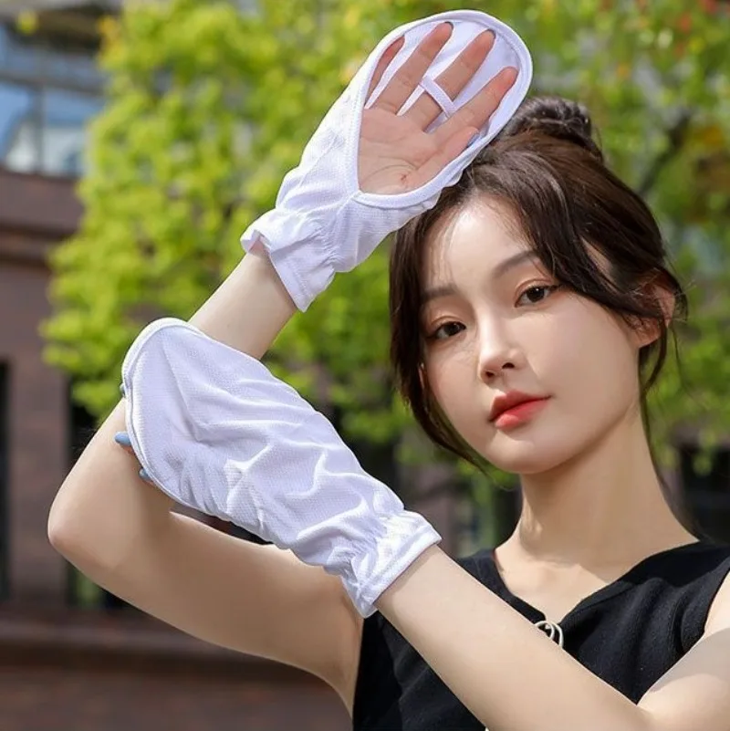 Summer Anti-sunburn Gloves Ice Outdoor Breathable Thin UV Protection Sunscreen Lady Cover Finger Gloves Cycling Sleeve Mitten