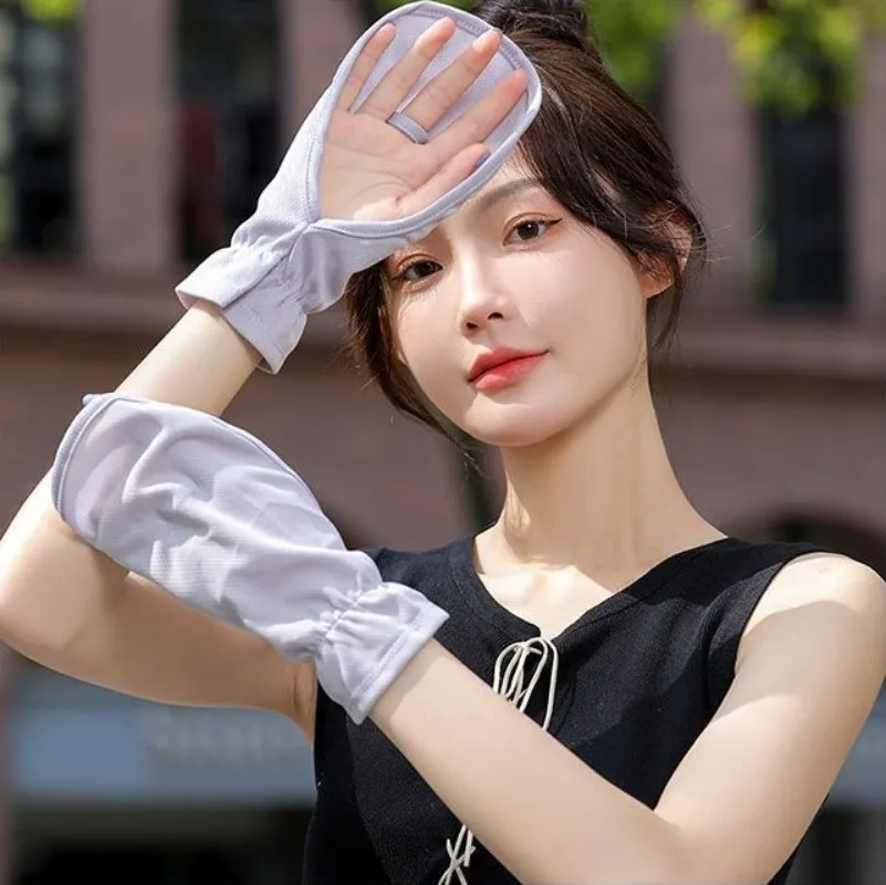 Summer Anti-sunburn Gloves Ice Outdoor Breathable Thin UV Protection Sunscreen Lady Cover Finger Gloves Cycling Sleeve Mitten