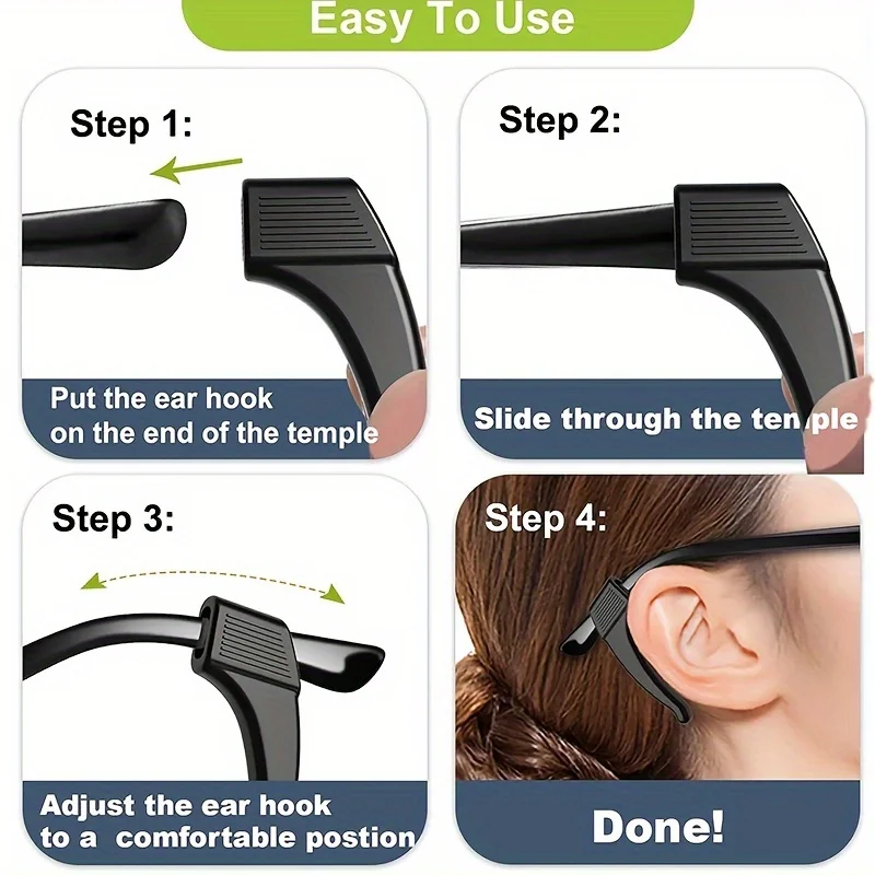 8pcs Silicone Eyeglass Ear Hooks, Anti-Slip Glasses Ear Grips, Universal Eyewear Retainers for Sports, Reading, Prevent Glasses