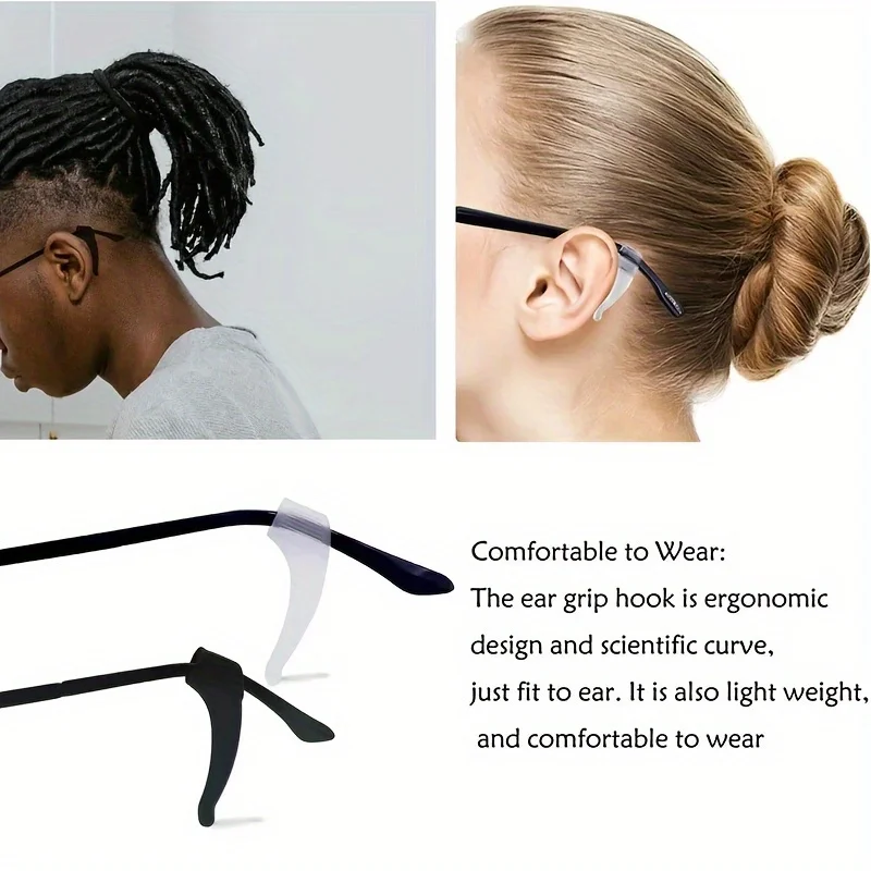 8pcs Silicone Eyeglass Ear Hooks, Anti-Slip Glasses Ear Grips, Universal Eyewear Retainers for Sports, Reading, Prevent Glasses