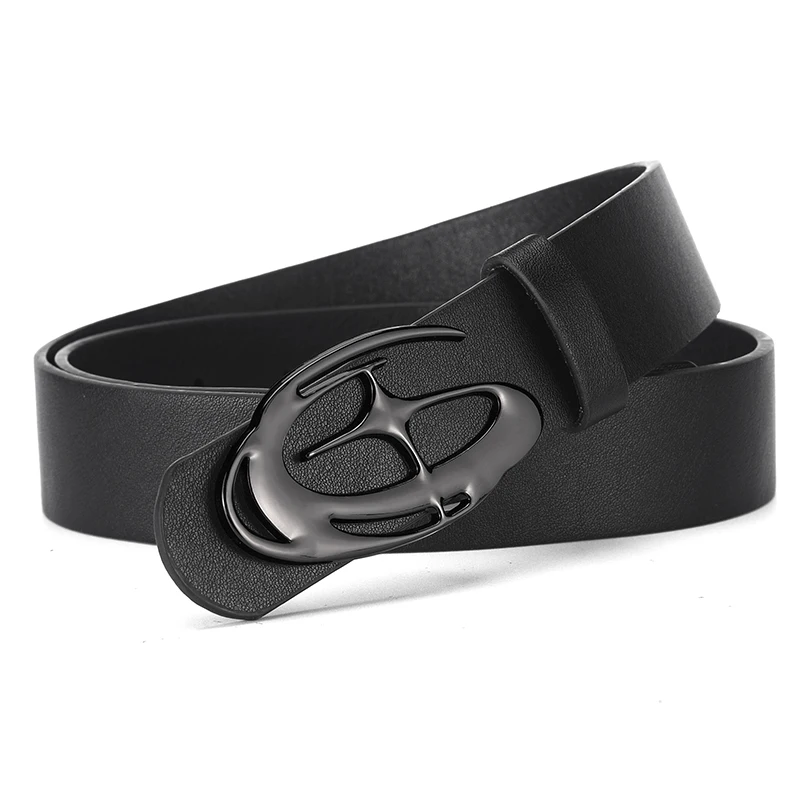 Men's Unique Design Smooth Buckle Belt Fashionable Trendy Casual Pants Accessories Simple Men's Birthday Gifts