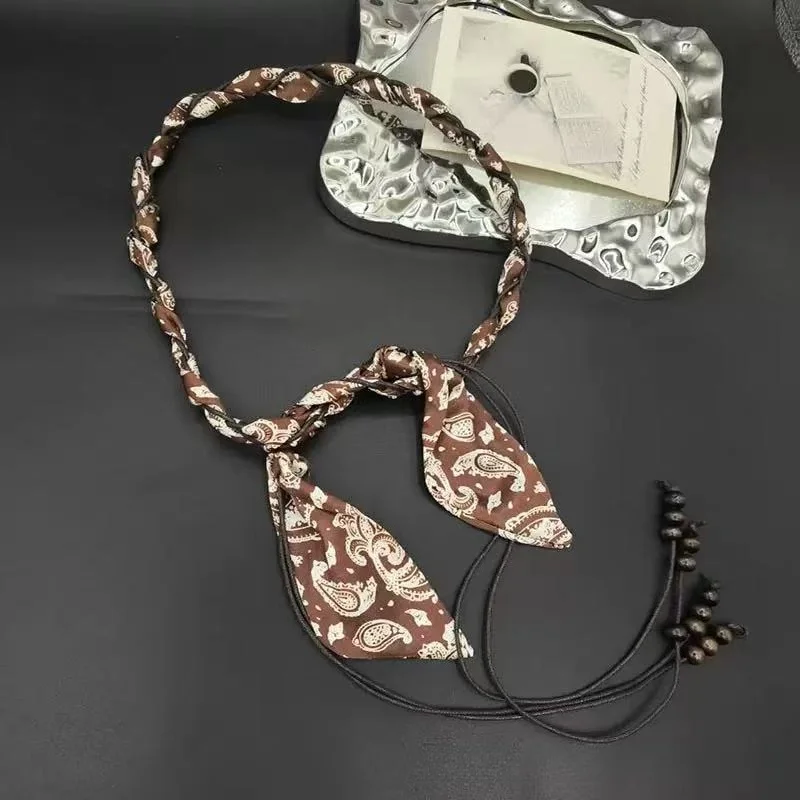 Fashionable Ethnic-Style Vintage Silk Scarf Handmade Nylon Waxed Cord Belt – Elegant and Versatile Decorative Cord for Jeans