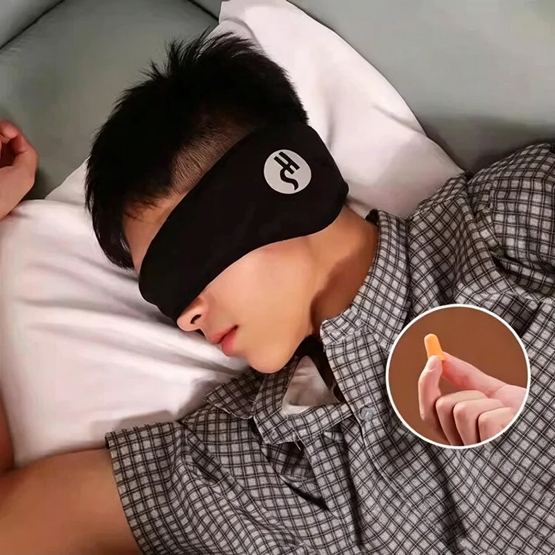 Soft Adjustable Sleep Mask with Ear Covers Noise Cancelling Eye & Ear Protection for Travel Snoring Lightweight for Home