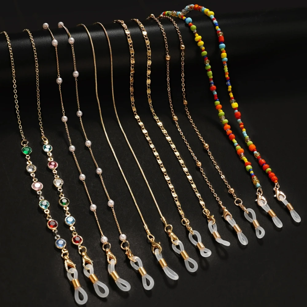 Sunglasses Masking Chains For Women Acrylic Pearl Crystal Eyeglasses Chains Lanyard Glass New Fashion Jewelry Wholesale