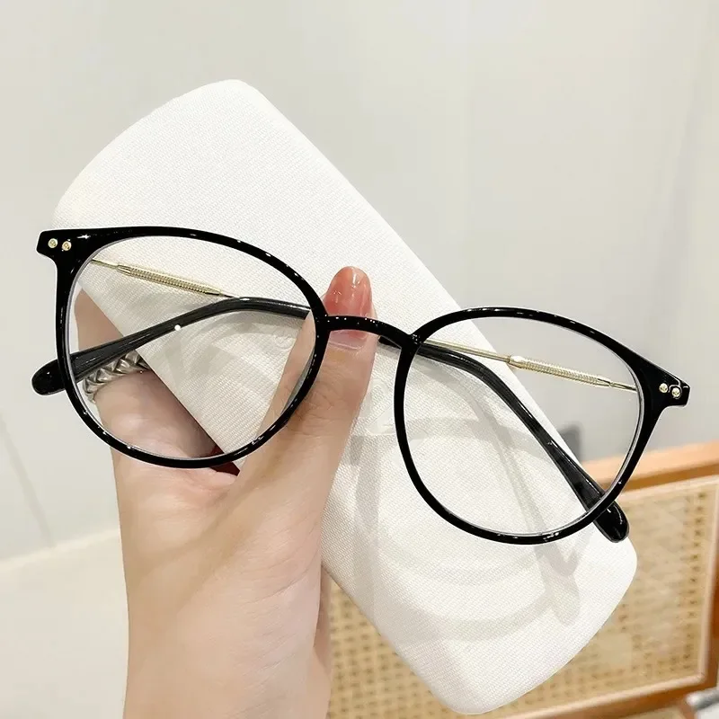 Lady Trendy Finished Myopia Glasses Women Round Frame Blue Light Blocking Eyewear Men Unisex Retro Minus Diopter Eyeglasses