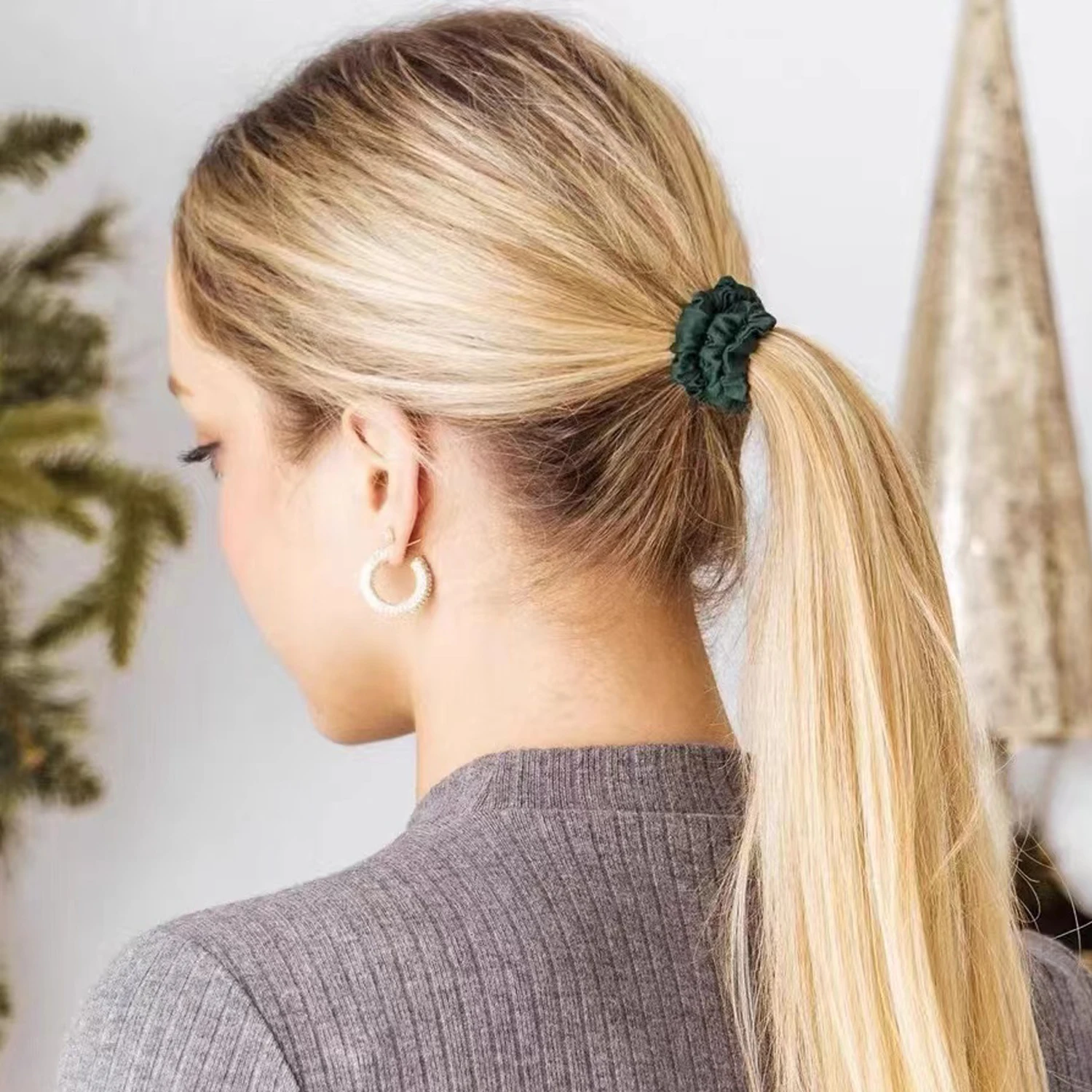3PCS/Set 100% Pure Mulberry Silk Hair Scrunchies Silk Hair Ties Hairbands Skinny Ponytail Holders Hair Care Accessories