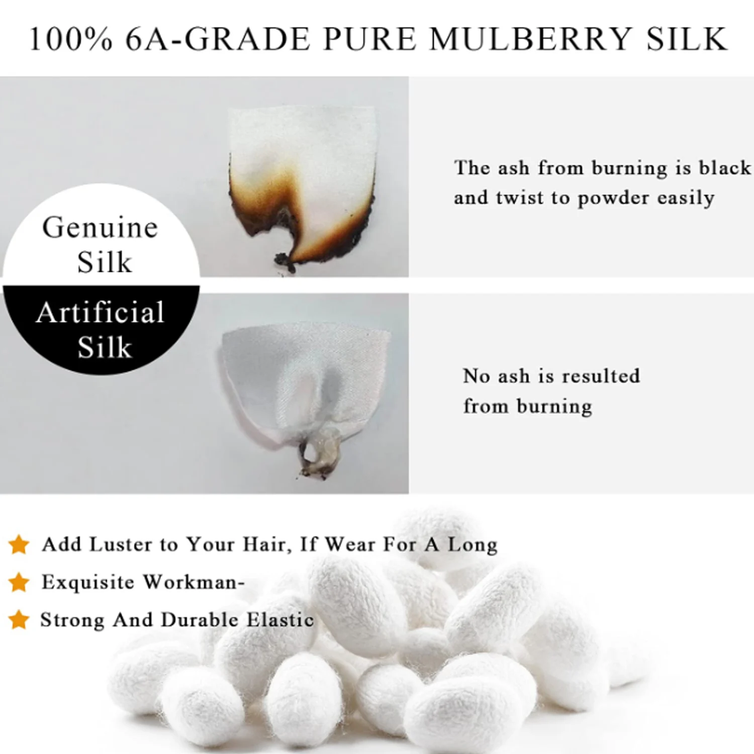 3PCS/Set 100% Pure Mulberry Silk Hair Scrunchies Silk Hair Ties Hairbands Skinny Ponytail Holders Hair Care Accessories