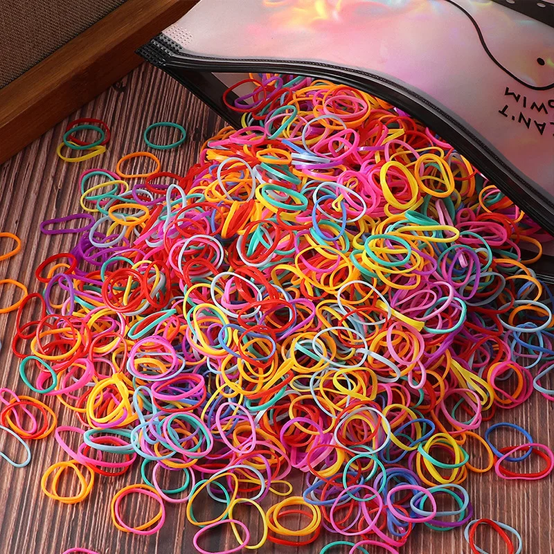 1000/2000pcs Girls Colorful Disposable Rubber Elastic Hair Band Ties Children Ponytail Holder Bands Kid Hair Accessories Leagues
