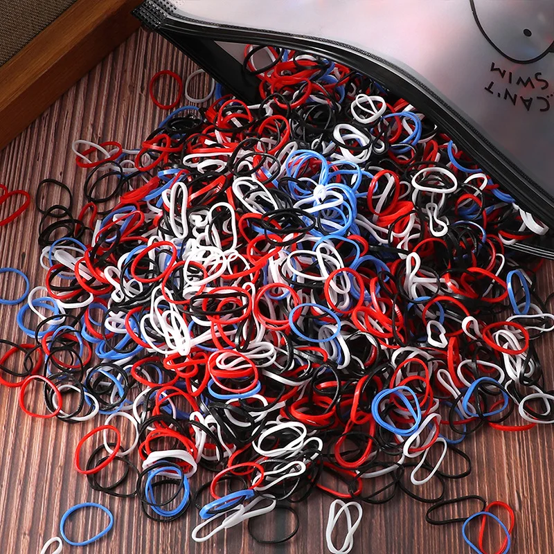 1000/2000pcs Girls Colorful Disposable Rubber Elastic Hair Band Ties Children Ponytail Holder Bands Kid Hair Accessories Leagues