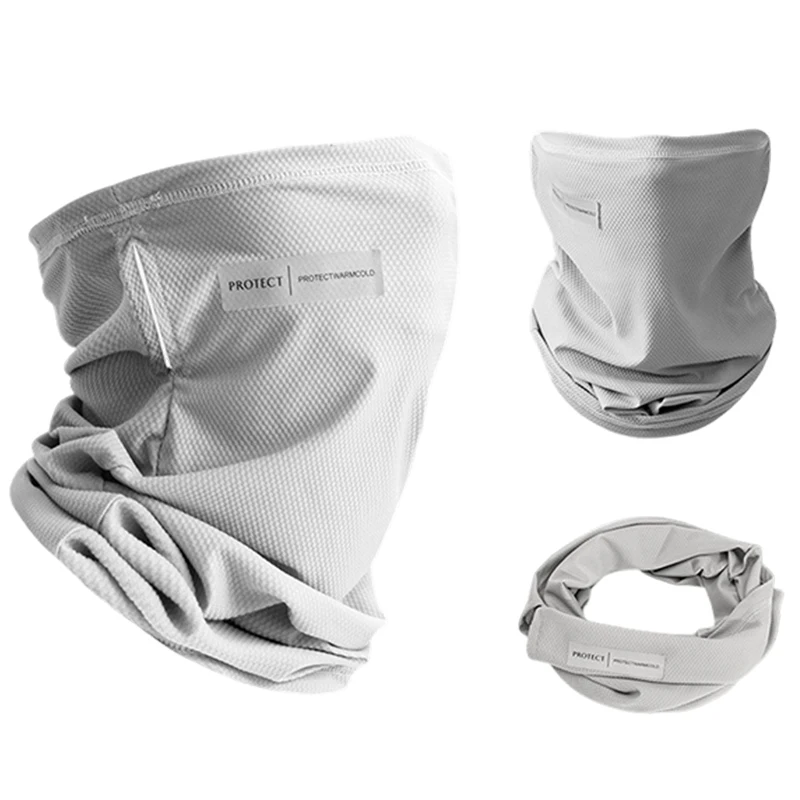 Summer Ice Silk Sunscreen Mask For Men Women Outdoor Cycling Face Cover Solid Color Neck Wrap UV Protection Ear Bandana Scarf
