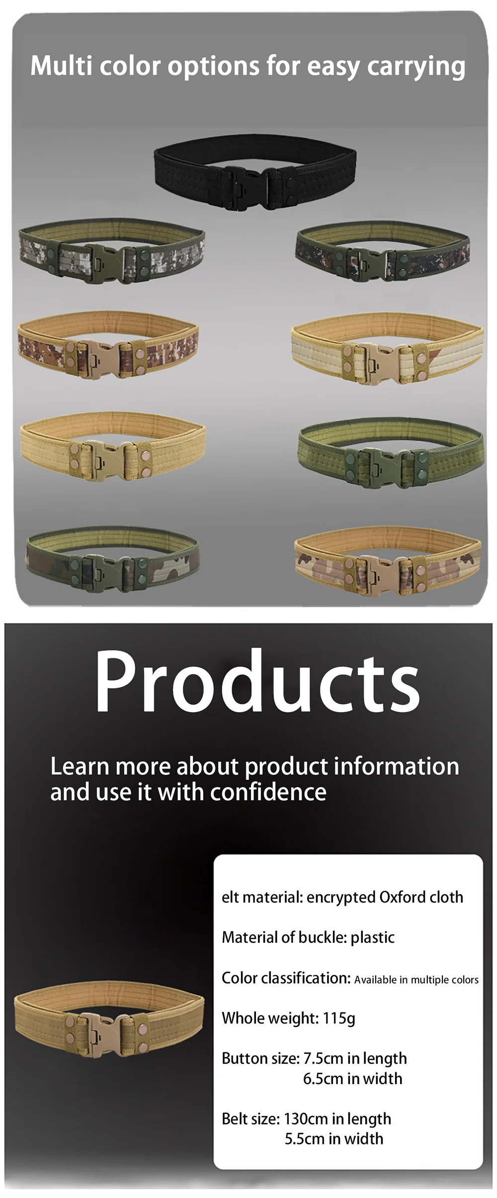 Men's Belt Outdoor Camouflage Tactical Belt Oxford Cloth Belt Mountaineering Belt Nylon Wide Waist Belt Work Belt Neutral Belts