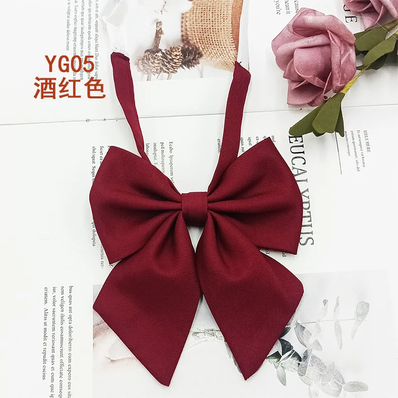 Students Red Solid Bowtie Cotton Bow Tie for Women Uniform Collar Butterfly Cravats Girls Bowties JK Shirt Dress Neck Wear Ties