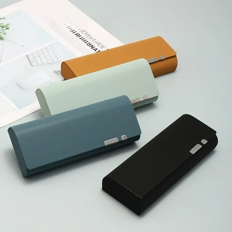 PU Hard Glasses Case Portable Shockproof Sunglasses Storage Snap Lock Slim Spectacle Holder Travel Eyewear Accessories Men Women