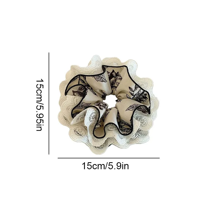 1pc Ink Print Floral Satin Large Intestine Headband with Wide Edge Lace Headband, Simple Hair Accessory for Women