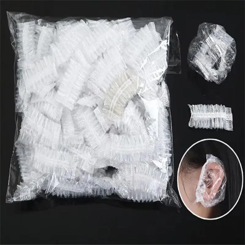 100Pcs Disposable Hair Dye Earmuff Waterproof Ear Cover Baking Oil Wash Shower Bathing Barber Hairdressing Cleaning Accessories