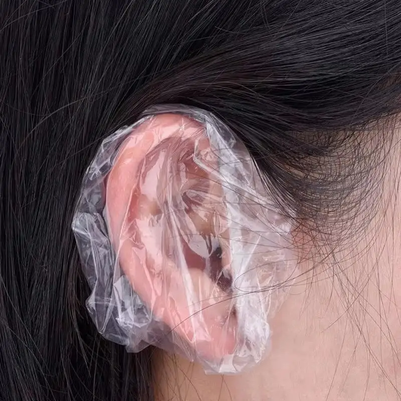 100Pcs Disposable Hair Dye Earmuff Waterproof Ear Cover Baking Oil Wash Shower Bathing Barber Hairdressing Cleaning Accessories