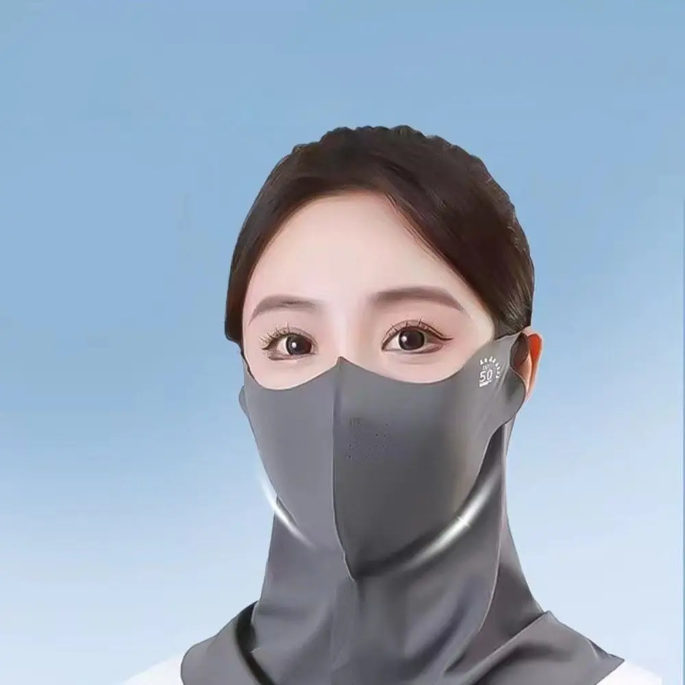 4PCS Sunscreen Veil UV Protection Women Summer Neck Face Mask Ice Silk Breathable Outdoor Sun Protect Masks Veils Face Cover Set