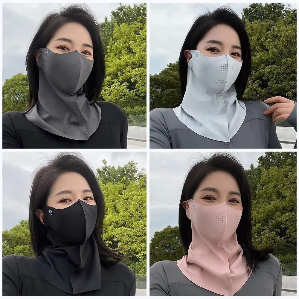 4PCS Sunscreen Veil UV Protection Women Summer Neck Face Mask Ice Silk Breathable Outdoor Sun Protect Masks Veils Face Cover Set