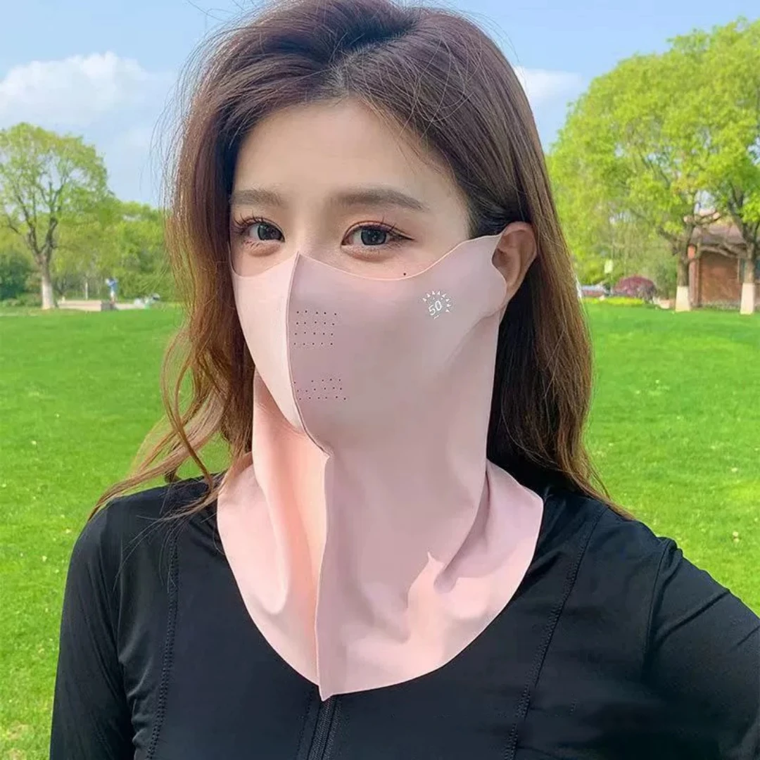 4PCS Sunscreen Veil UV Protection Women Summer Neck Face Mask Ice Silk Breathable Outdoor Sun Protect Masks Veils Face Cover Set