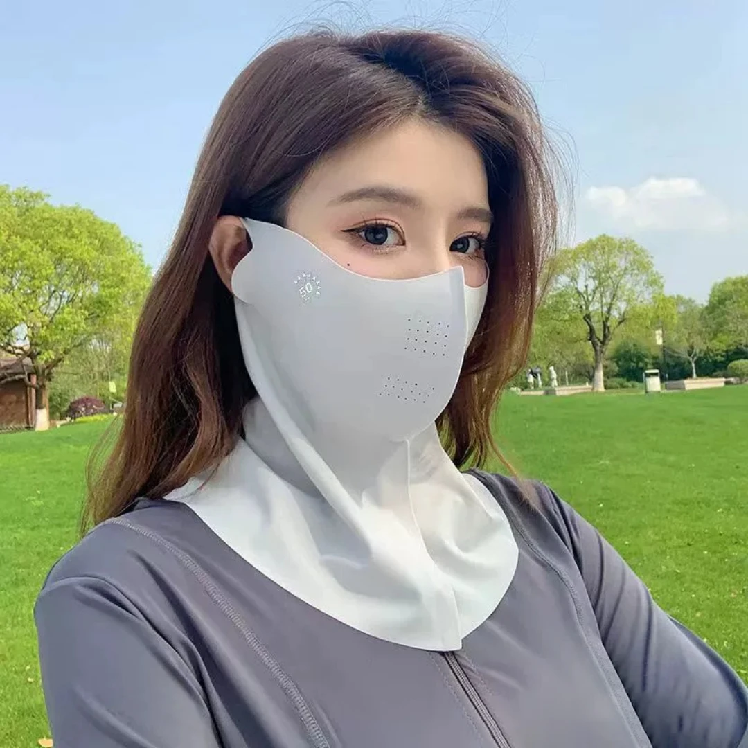 4PCS Sunscreen Veil UV Protection Women Summer Neck Face Mask Ice Silk Breathable Outdoor Sun Protect Masks Veils Face Cover Set