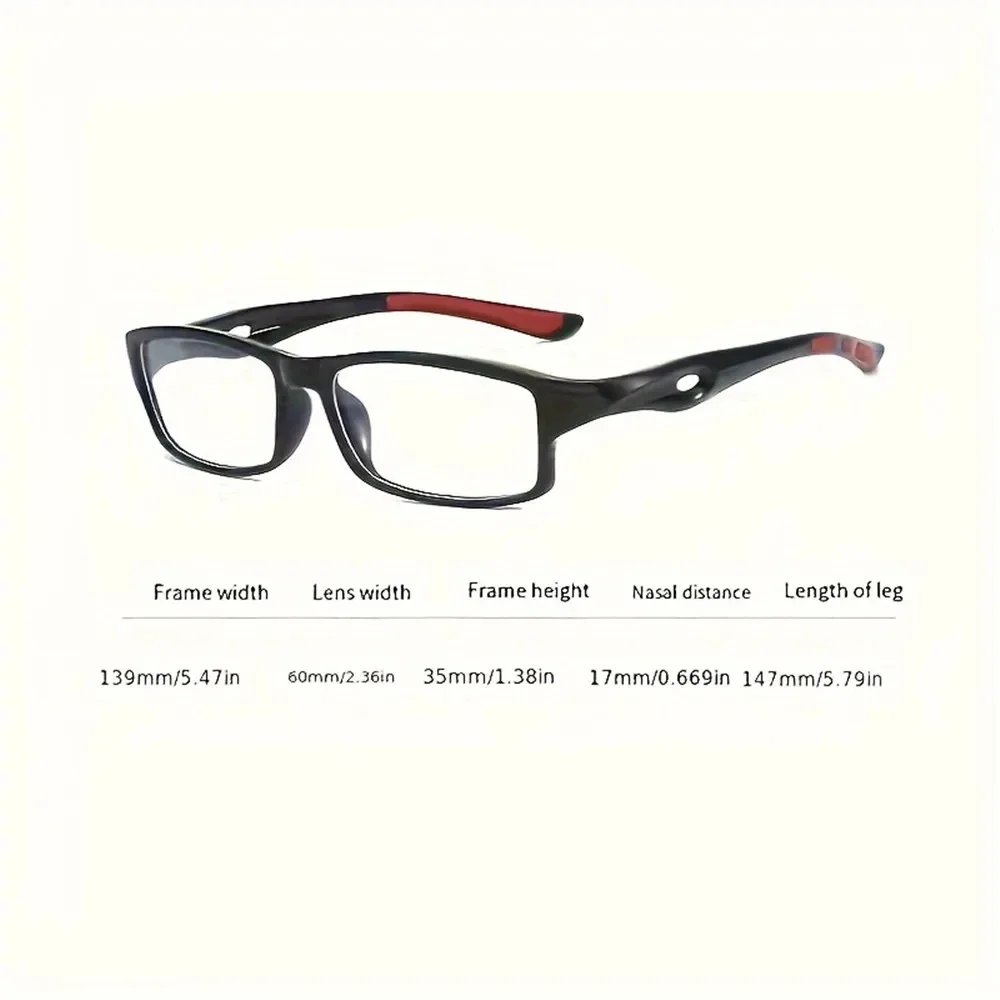 3/5PCS Sport Style Non-Prescription Reading Glasses Anti-Blue Light Rectangular Full Rim Eyewear, PC Frame Material