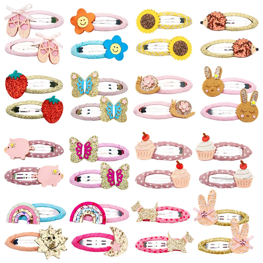 Cartoon Animal Fruit BB Hair Clips for Girls Cute Sequin Droplet Design Snap Barrettes Toddler Daily Headwear Accessory