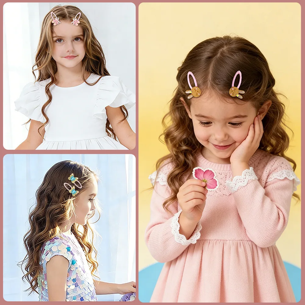 Cartoon Animal Fruit BB Hair Clips for Girls Cute Sequin Droplet Design Snap Barrettes Toddler Daily Headwear Accessory