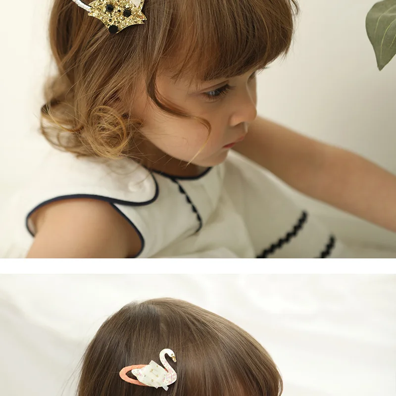 Cartoon Animal Fruit BB Hair Clips for Girls Cute Sequin Droplet Design Snap Barrettes Toddler Daily Headwear Accessory