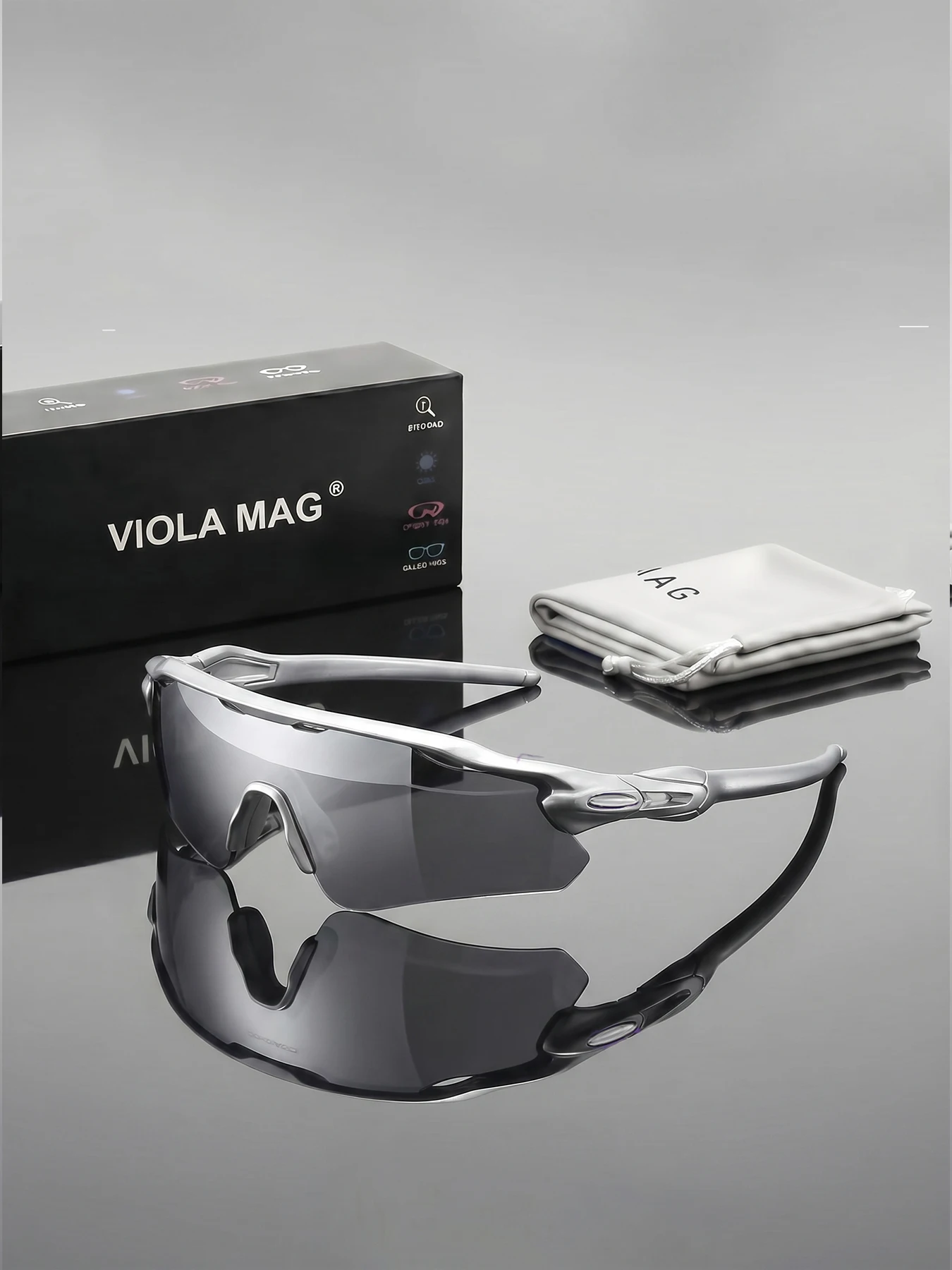 VIOLA MAG Integrated Half Frame Sunglasses, Color Film Unisex for Daily Travel Decoration, Anti Slip, with Mirror Bag