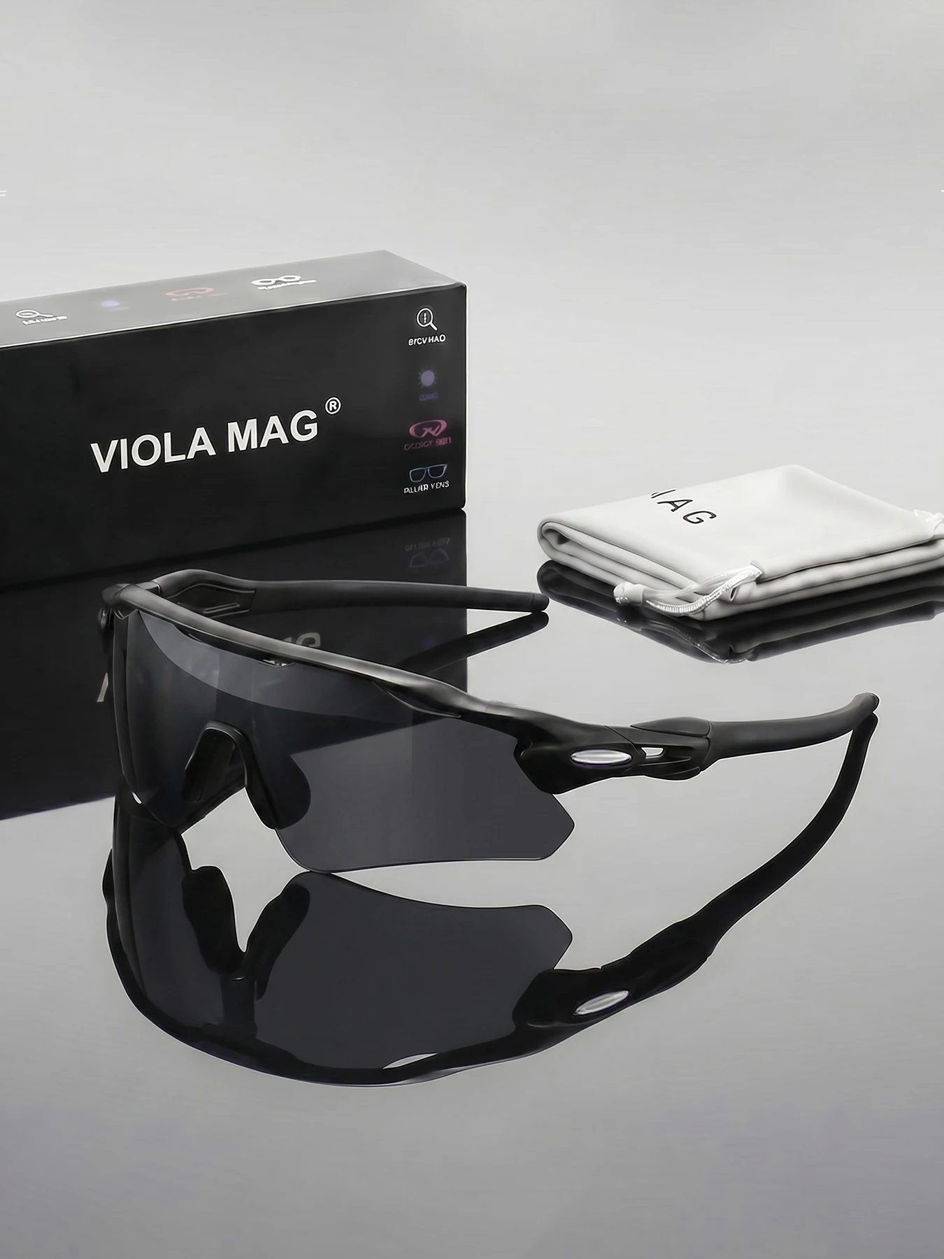 VIOLA MAG Integrated Half Frame Sunglasses, Color Film Unisex for Daily Travel Decoration, Anti Slip, with Mirror Bag