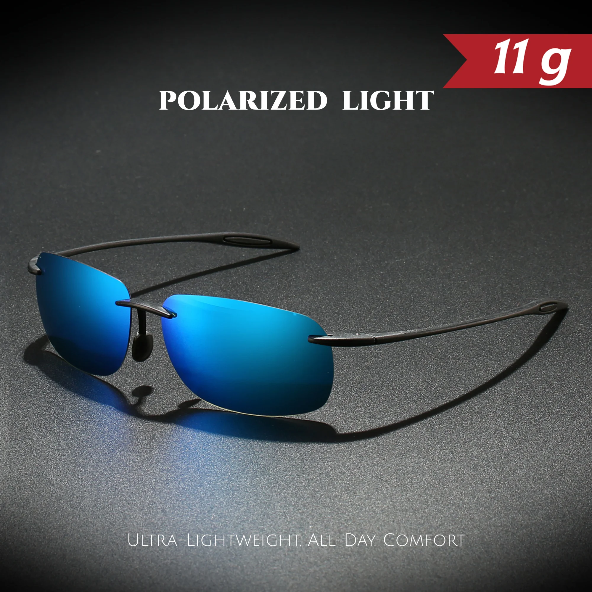 Ultra Light 11g TR90 Frameless Polarized Aviator Sunglasses - Flexible & Comfort Fit Unisex for Driving, Fishing, Outdoor