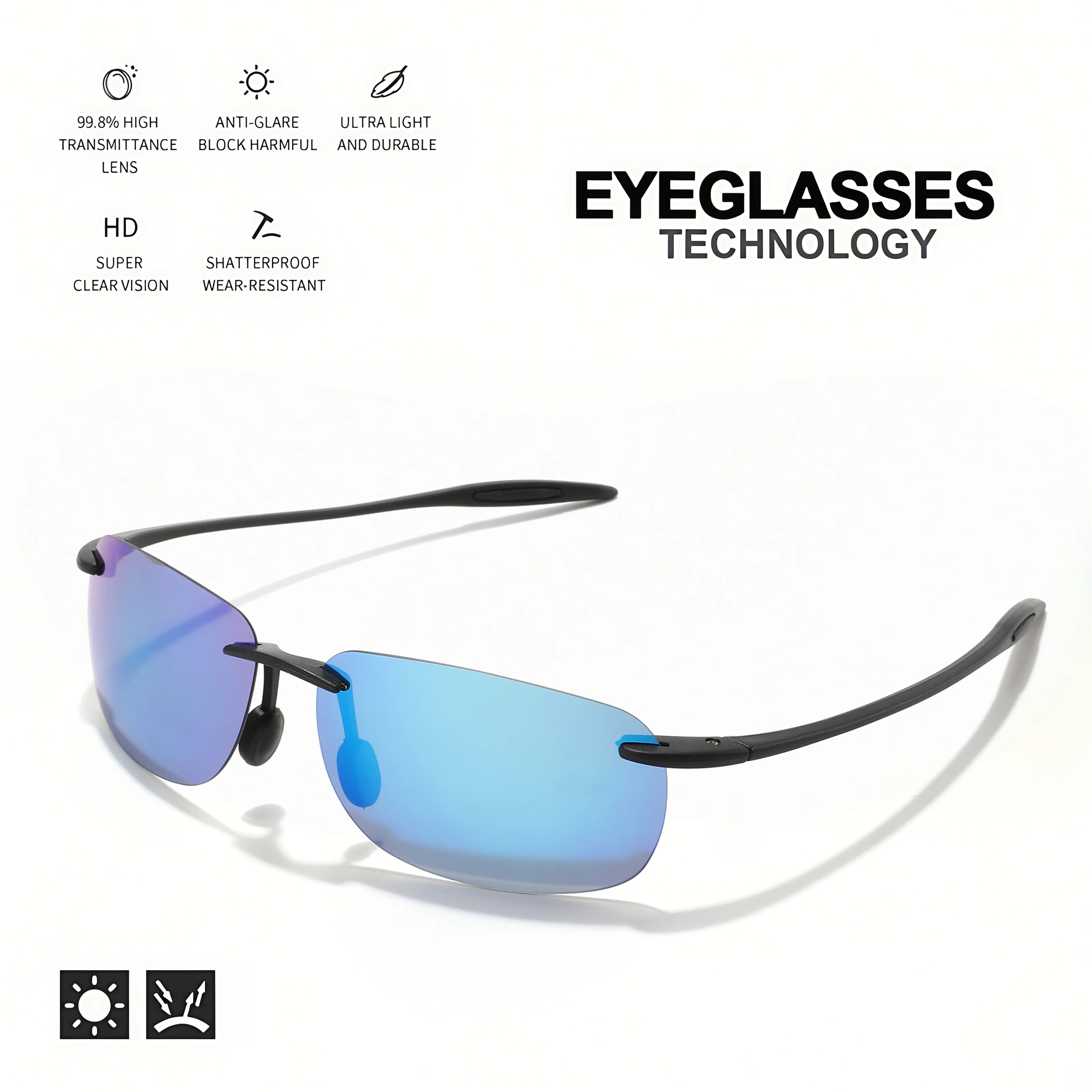 Ultra Light 11g TR90 Frameless Polarized Aviator Sunglasses - Flexible & Comfort Fit Unisex for Driving, Fishing, Outdoor