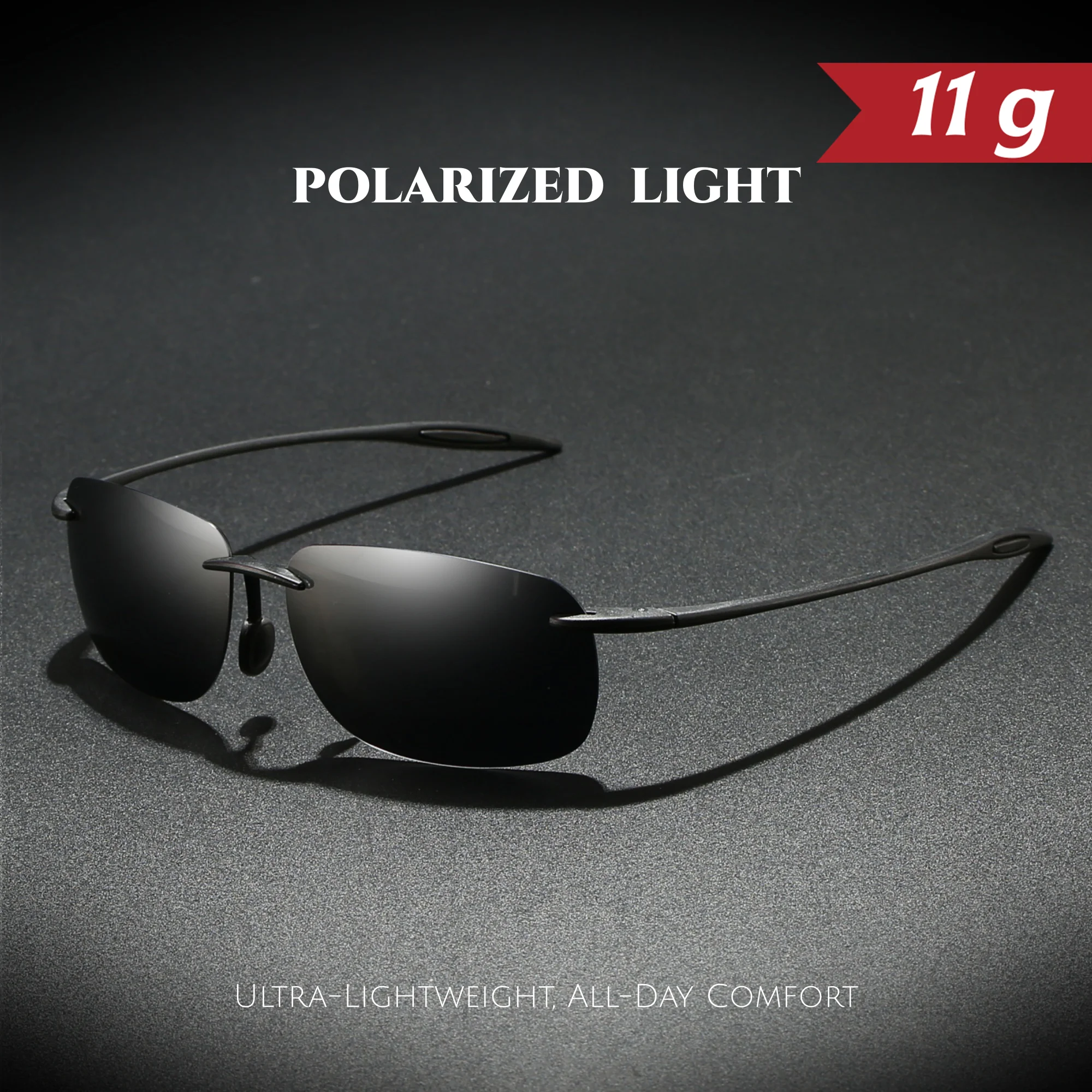 Ultra Light 11g TR90 Frameless Polarized Aviator Sunglasses - Flexible & Comfort Fit Unisex for Driving, Fishing, Outdoor