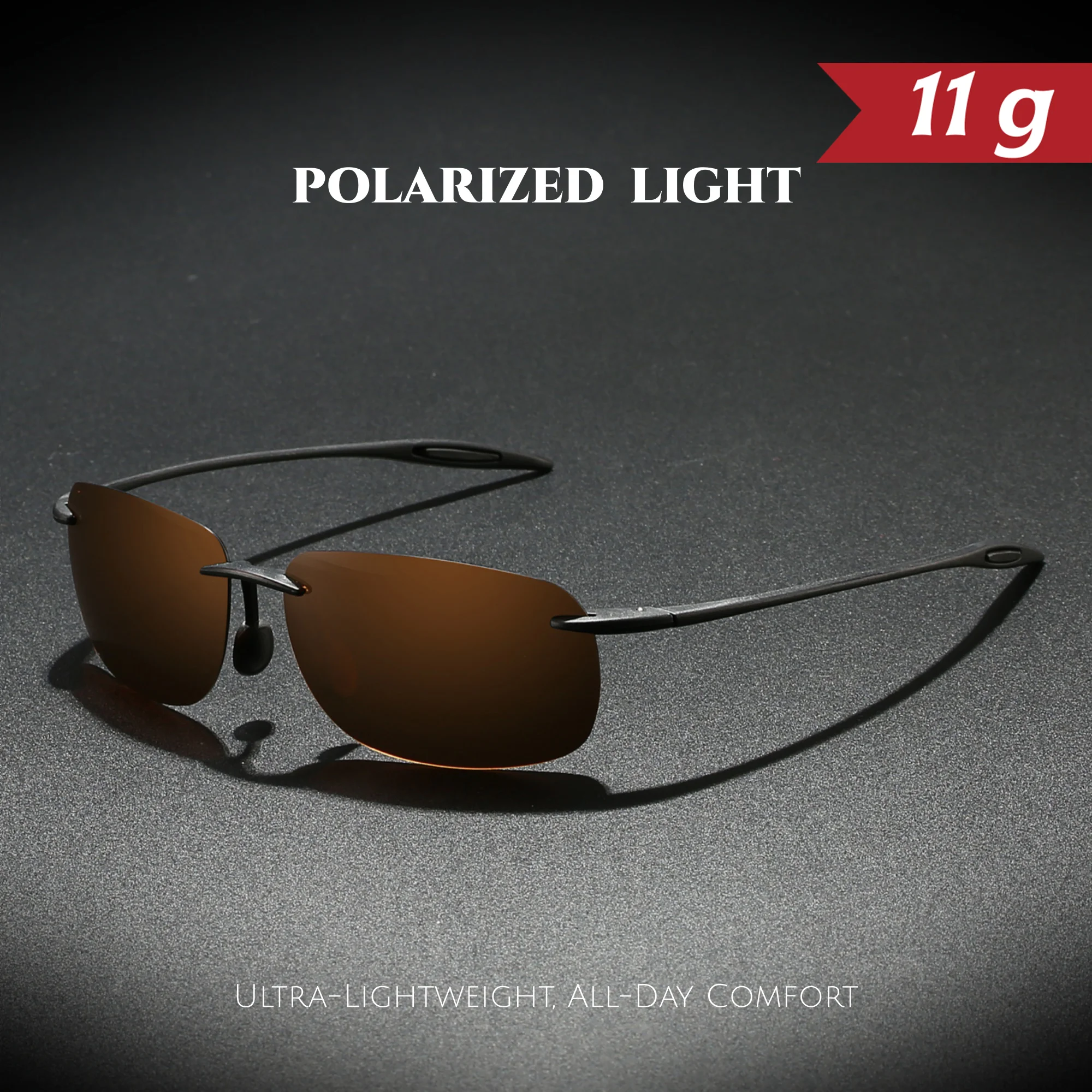 Ultra Light 11g TR90 Frameless Polarized Aviator Sunglasses - Flexible & Comfort Fit Unisex for Driving, Fishing, Outdoor