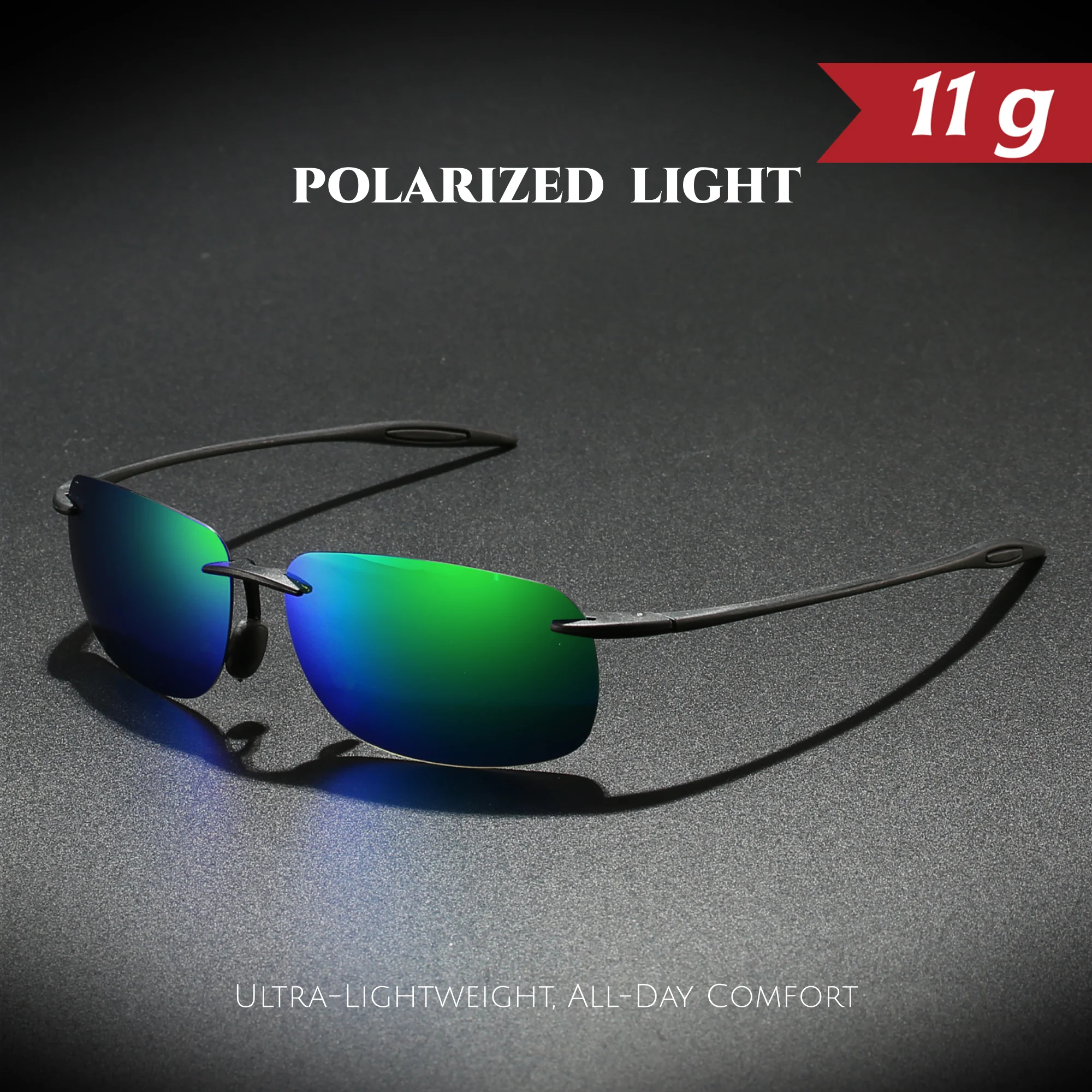 Ultra Light 11g TR90 Frameless Polarized Aviator Sunglasses - Flexible & Comfort Fit Unisex for Driving, Fishing, Outdoor