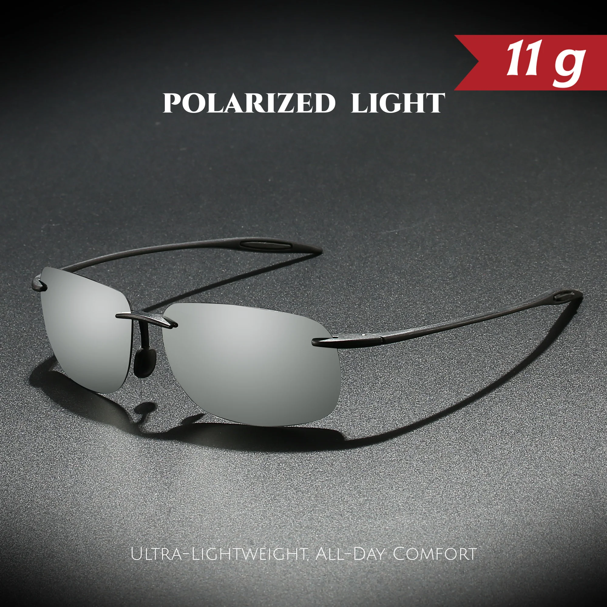 Ultra Light 11g TR90 Frameless Polarized Aviator Sunglasses - Flexible & Comfort Fit Unisex for Driving, Fishing, Outdoor