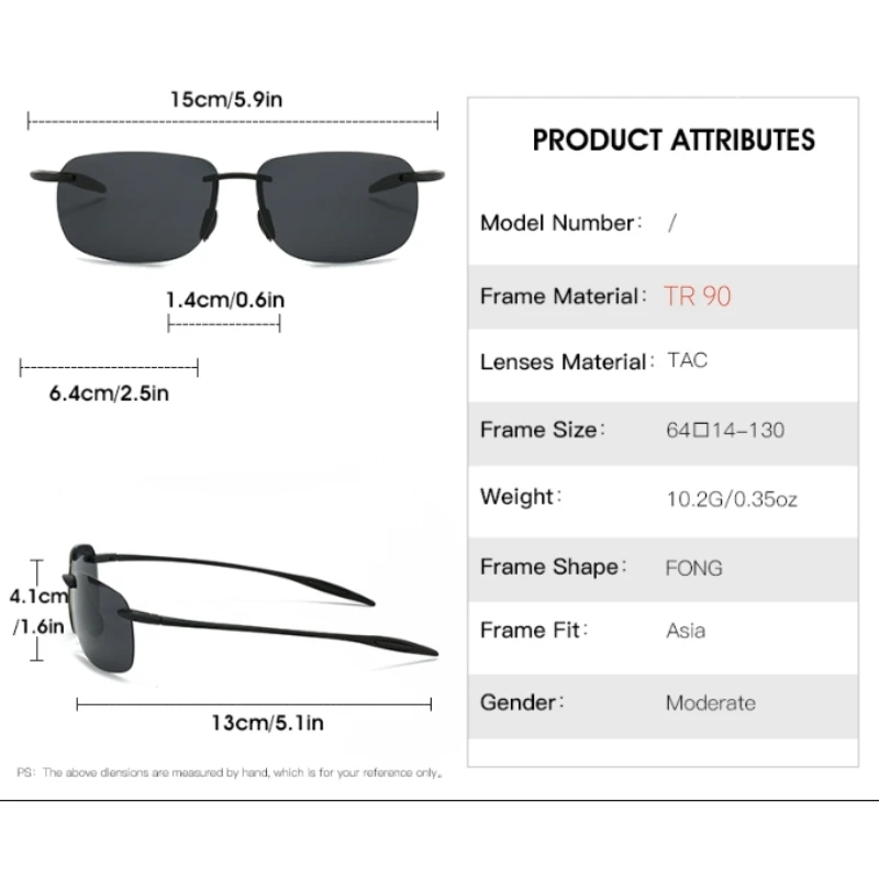 Ultra Light 11g TR90 Frameless Polarized Aviator Sunglasses - Flexible & Comfort Fit Unisex for Driving, Fishing, Outdoor