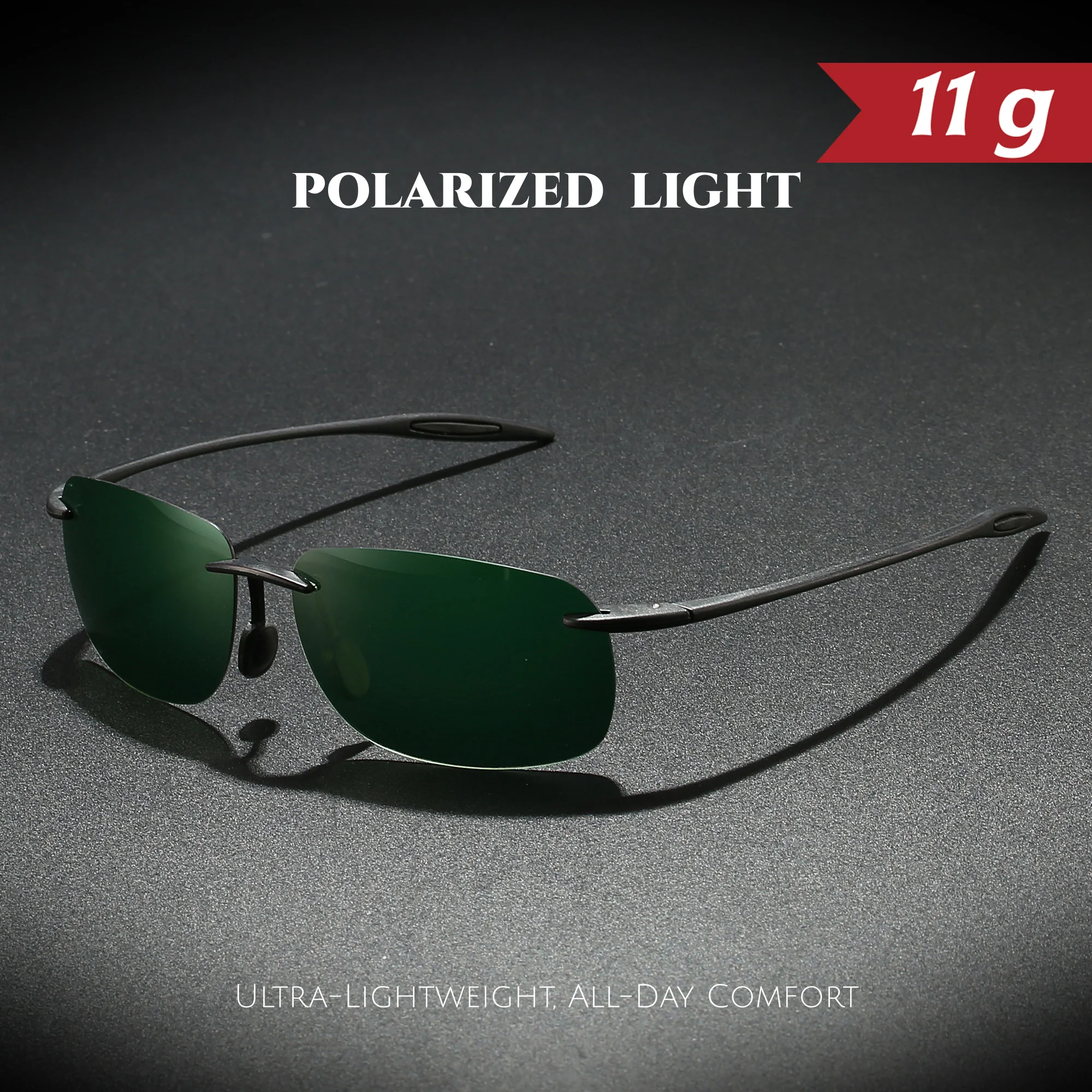Ultra Light 11g TR90 Frameless Polarized Aviator Sunglasses - Flexible & Comfort Fit Unisex for Driving, Fishing, Outdoor