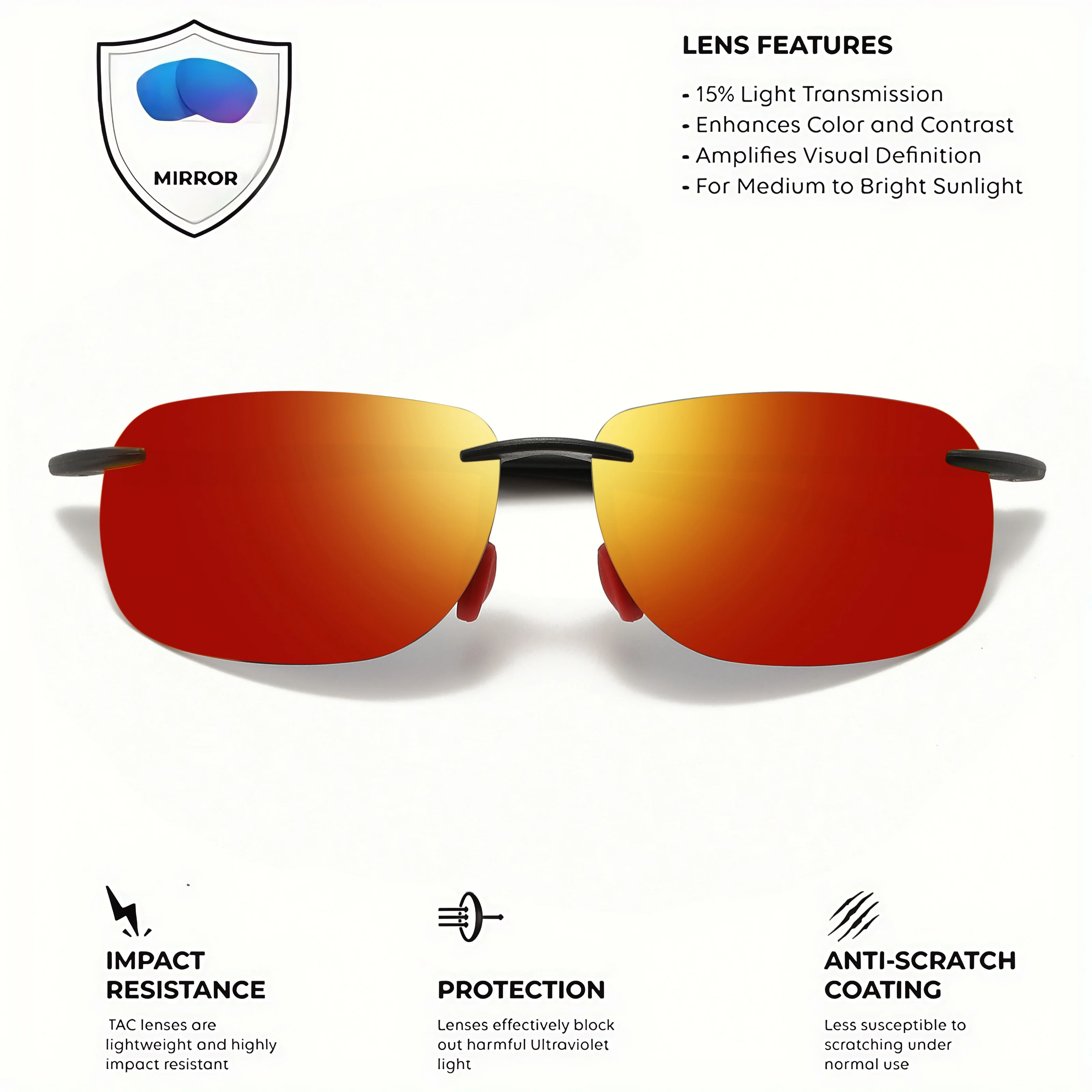 Ultra Light 11g TR90 Frameless Polarized Aviator Sunglasses - Flexible & Comfort Fit Unisex for Driving, Fishing, Outdoor