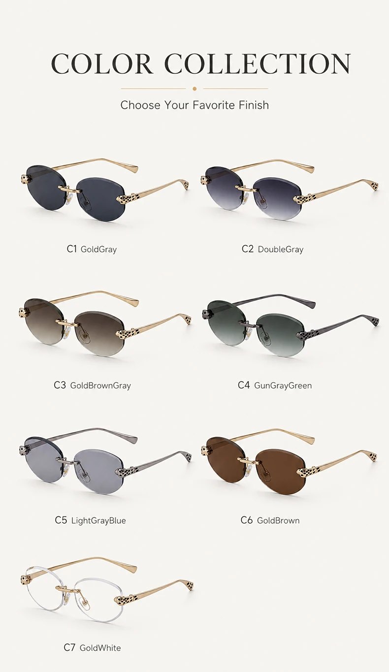 Vintage Hexagon Rimless Sunglasses Women 2026 Luxury Brand Trendy Gold Leopard Head Y2K Punk Sun Glasses Travelling Eyewear