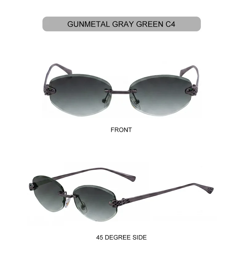 Vintage Hexagon Rimless Sunglasses Women 2026 Luxury Brand Trendy Gold Leopard Head Y2K Punk Sun Glasses Travelling Eyewear