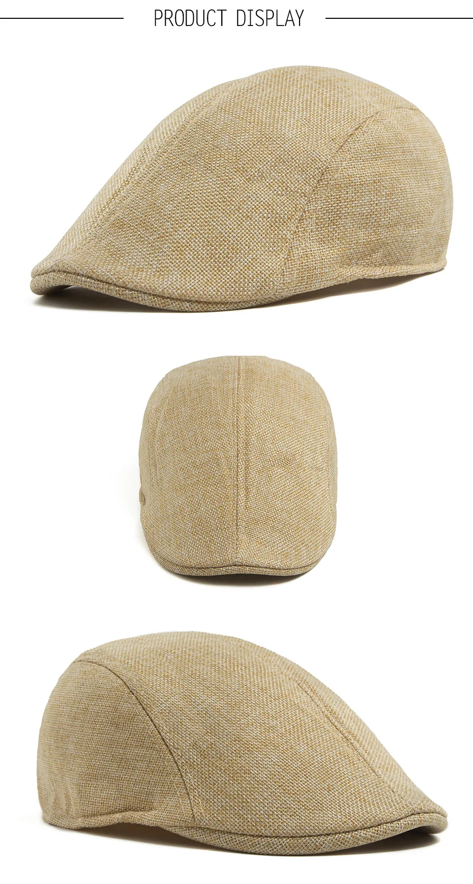Linen Flat Cap Breathable Ivy Hat Summer Elderly Men Newsboy Cap Unisex Cabbie Hat Vintage British Driving Gatsby Cap Adjustable