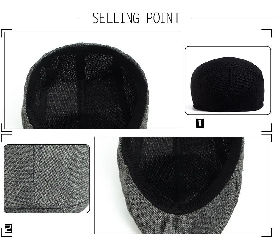 Linen Flat Cap Breathable Ivy Hat Summer Elderly Men Newsboy Cap Unisex Cabbie Hat Vintage British Driving Gatsby Cap Adjustable