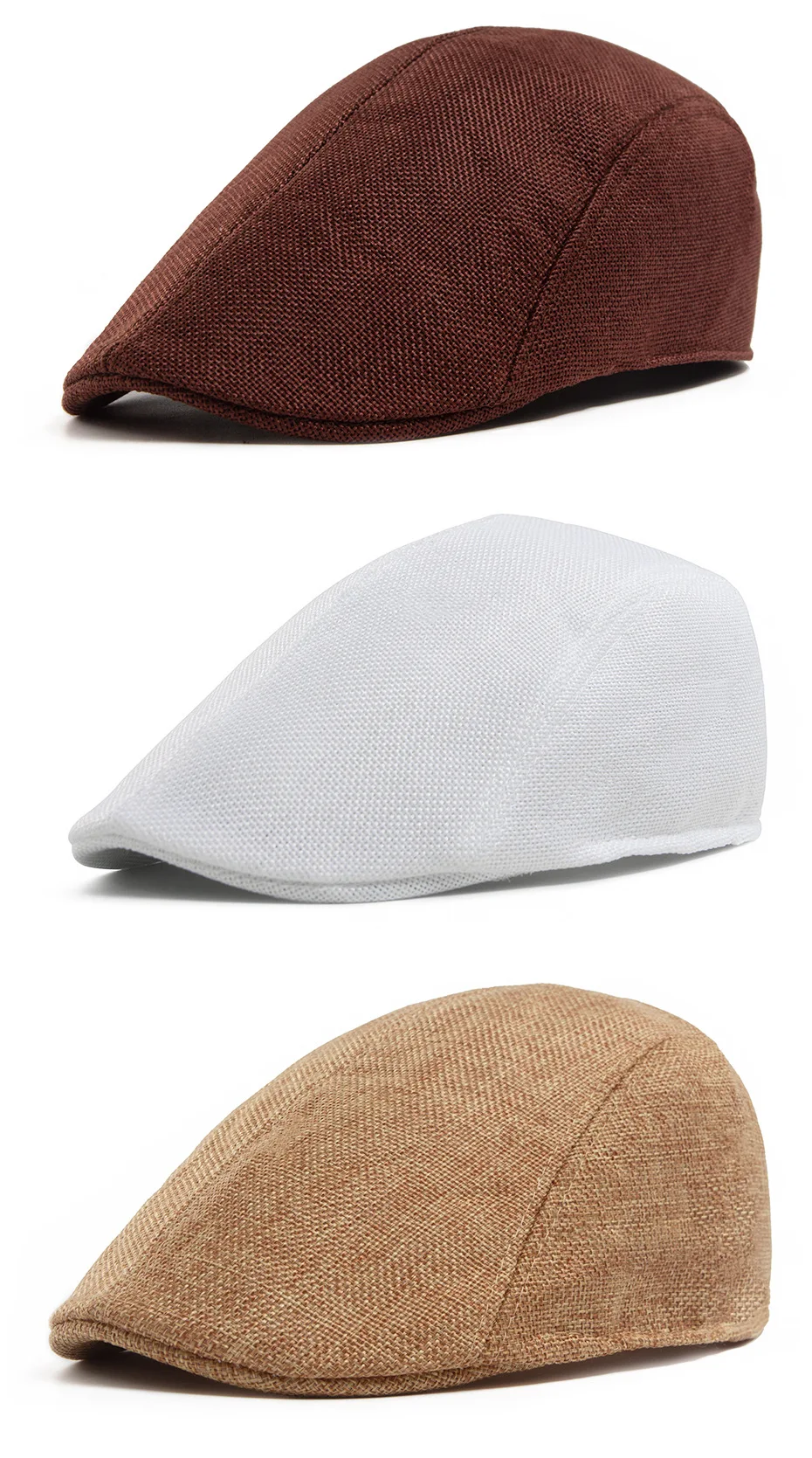 Linen Flat Cap Breathable Ivy Hat Summer Elderly Men Newsboy Cap Unisex Cabbie Hat Vintage British Driving Gatsby Cap Adjustable