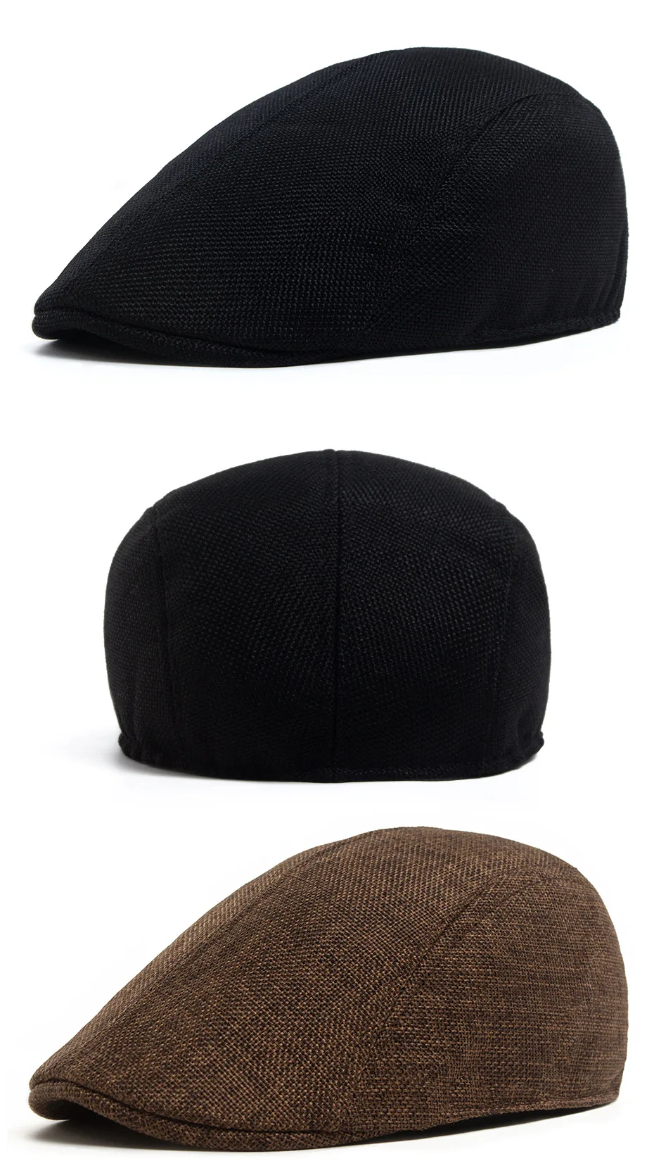 Linen Flat Cap Breathable Ivy Hat Summer Elderly Men Newsboy Cap Unisex Cabbie Hat Vintage British Driving Gatsby Cap Adjustable