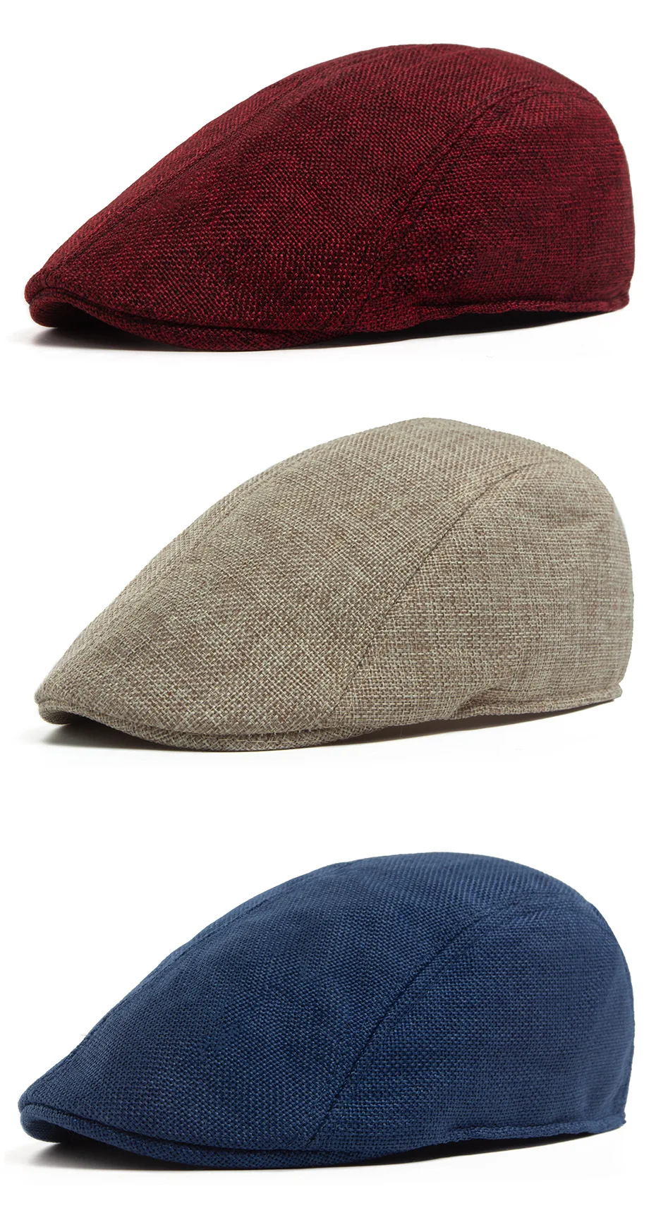 Linen Flat Cap Breathable Ivy Hat Summer Elderly Men Newsboy Cap Unisex Cabbie Hat Vintage British Driving Gatsby Cap Adjustable
